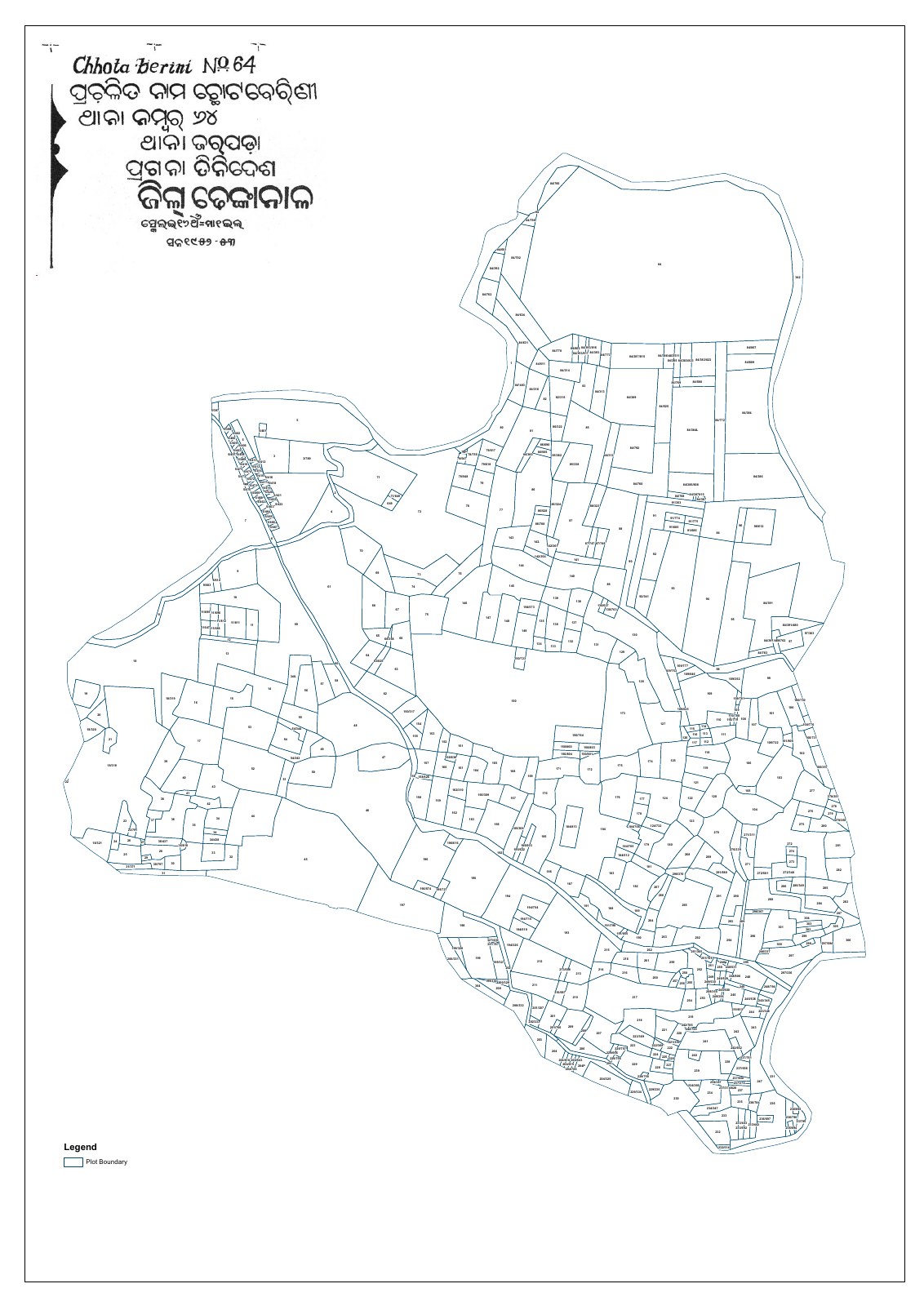 Cadastral map of Chhotabereni village for the Subhadra Mines lease area