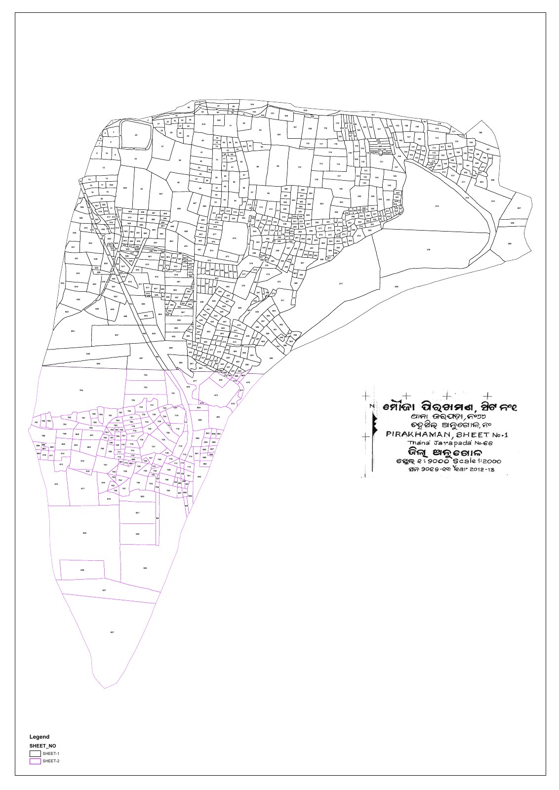 Cadastral map of Pirakhaman village for the Subhadra Mines lease area