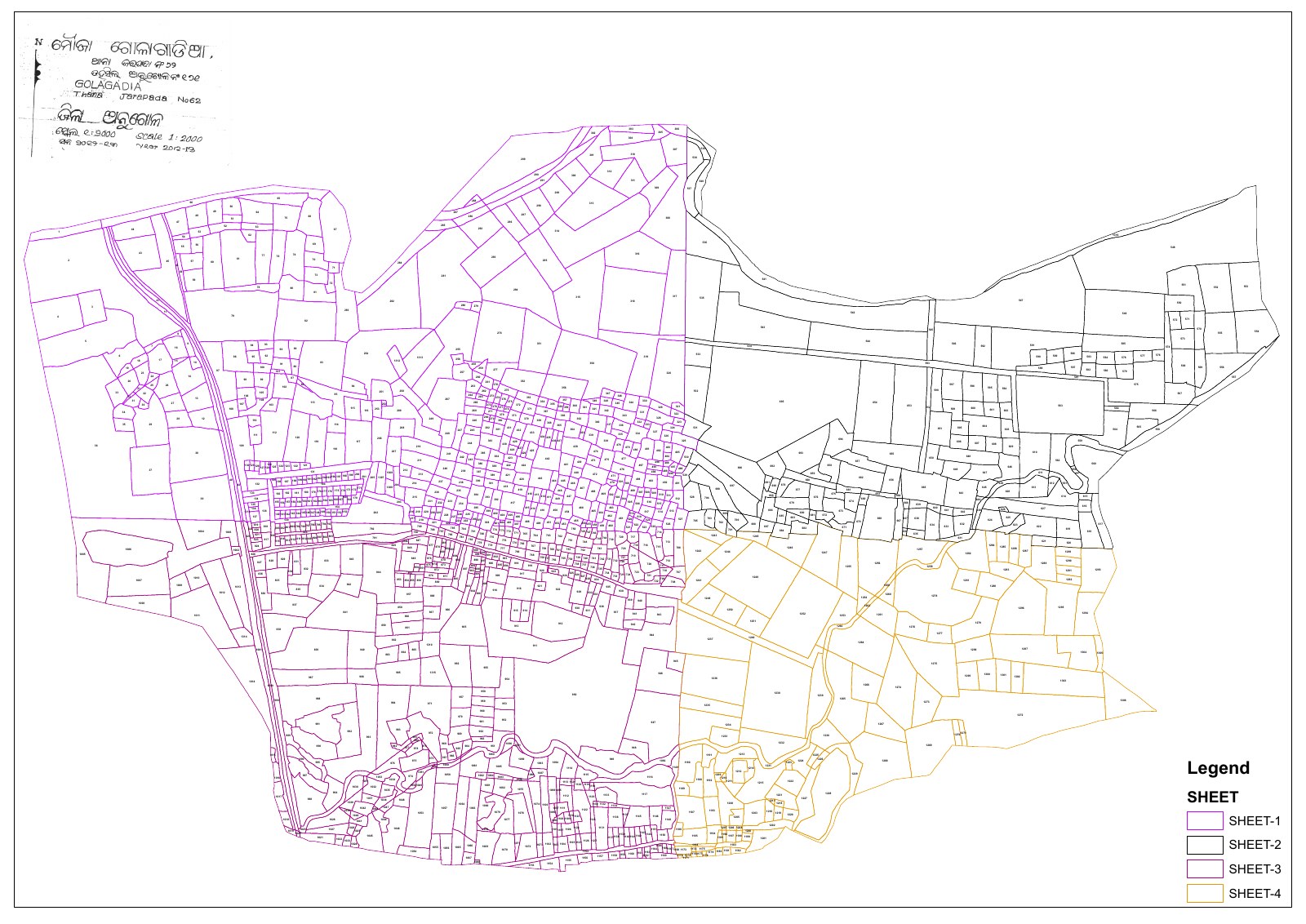 Cadastral map of Golagadia village for the Subhadra Mines lease area
