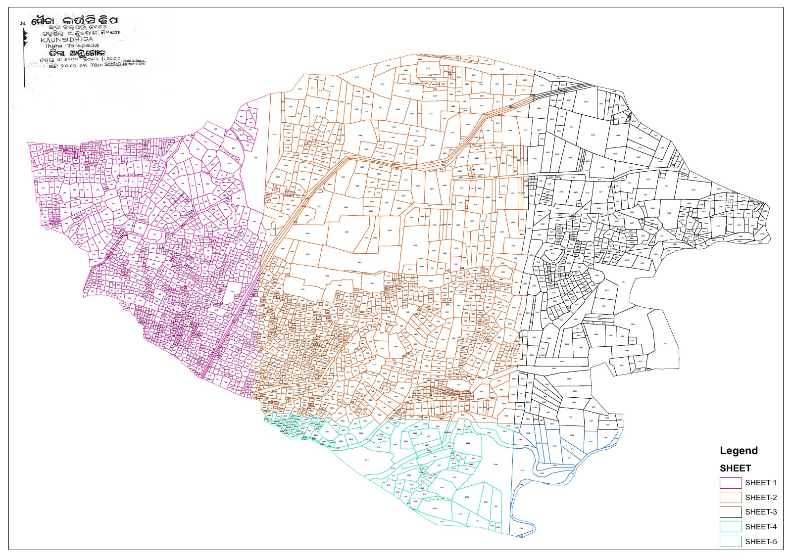 Cadastral map of Kaunsidhipa village for the Subhadra Mines lease area